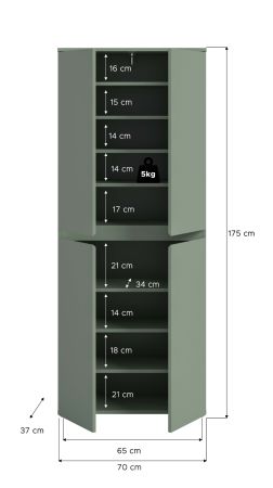 Mehrzweckschrank Assino in Gr�n 70 x 175 cm