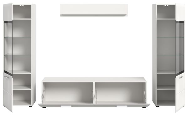 Wohnwand Cover in wei� Hochglanz 4-teilig 280 x 160 cm