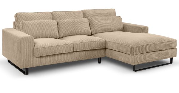 Sofa Valero in beige Cord Ecksofa 4-Sitzer 276 x 183 cm