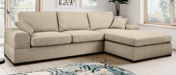 Sofa Novana in beige Strukturstoff Ecksofa 5-Sitzer 308 x 186 cm