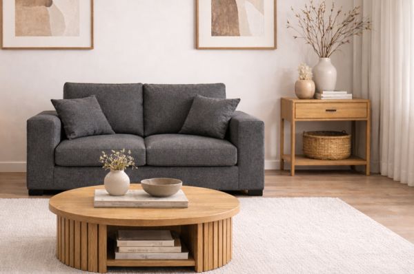 Sofa Novana in grau Strukturstoff 2-Sitzer 182 cm