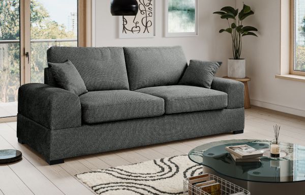 Sofa Novana in grau Strukturstoff 3-Sitzer 221 cm
