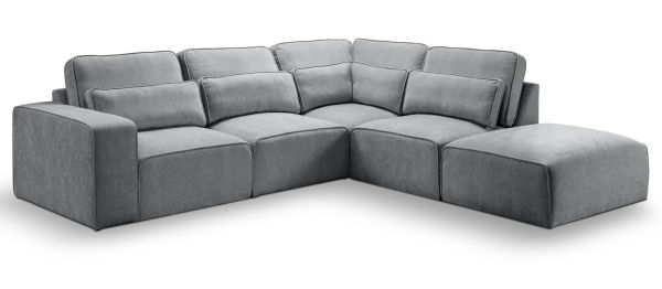 Sofa Pargola in grau Webstoff Ecksofa 4-Sitzer 305 x 281 cm