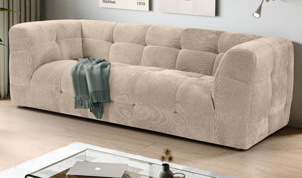 Sofa Astaro in beige Strukturstoff 2,5-Sitzer 217 cm
