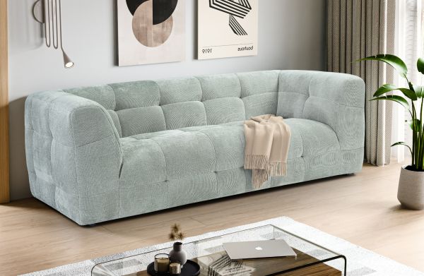 Sofa Astaro in mintblau Strukturstoff 2,5-Sitzer 217 cm