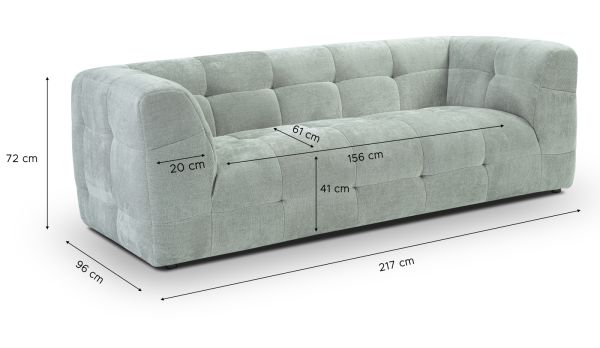 Sofa Astaro in mintblau Strukturstoff 2,5-Sitzer 217 cm