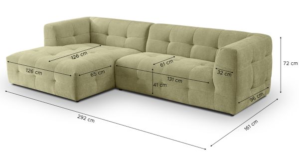 Sofa Astaro in gr�n Webstoff Ecksofa 5-Sitzer 292 x 161 cm