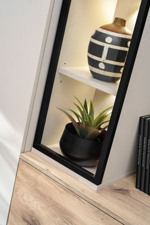 Wohnwand Askim in Viking Eiche und Kaschmir, h�ngend 240 cm mit Push-To-Open, inkl. Beleuchtung