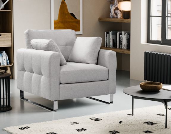 Sessel Alanto in hellgrau Flachgewebe Clubsessel 93 x 94 cm