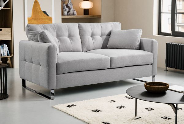 Sofa Alanto in hellgrau Flachgewebe 2-Sitzer 175 cm