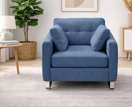 Sessel Alanto in blau Flachgewebe Clubsessel 93 x 94 cm