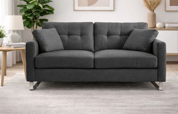 Sofa Alanto in grau Flachgewebe 2-Sitzer 175 cm