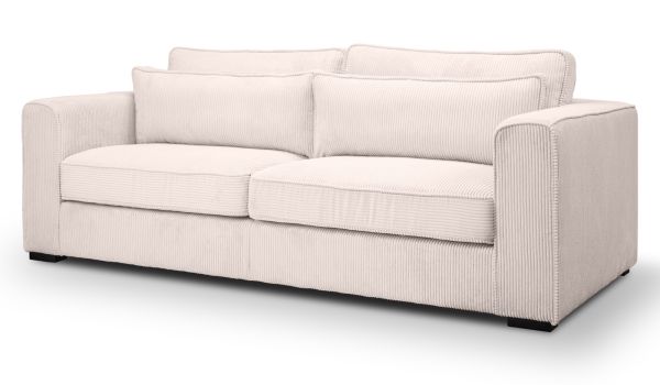 Sofa Canedo in grau-beige Cord Couch 3-Sitzer 241 cm