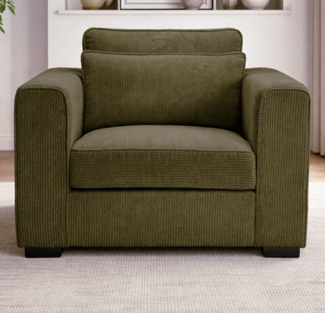 Sessel Canedo in khaki Cord Loungesessel 120 cm