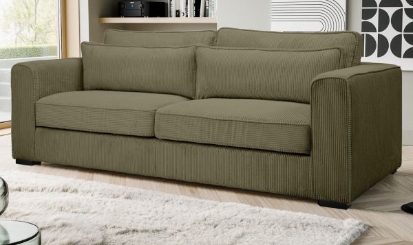 Sofa Canedo in khaki Cord Couch 3-Sitzer 241 cm