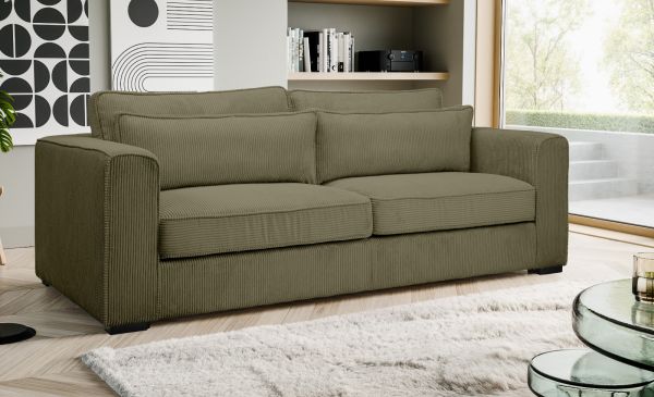 Sofa Canedo in khaki Cord Couch 3-Sitzer 241 cm