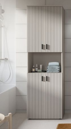 Badezimmer Hochschrank Livia in Kaschmir Badschrank 60 x 192 cm