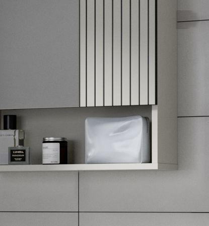 Badezimmer Spiegelschrank Livia in Kaschmir Badschrank mit Spiegel 54 cm