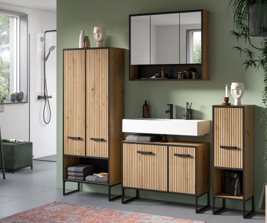 Waschbeckenunterschrank Scana in Artisan Eiche Badezimmer Unterschrank 80 cm, Soft-Close