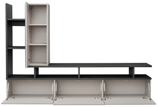 Wohnwand Askim in Kaschmir und Graphit Eiche, Schrankwand h�ngend 210 cm mit Push-to-Open