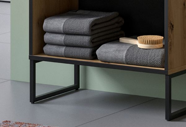 Badezimmer Hochschrank Scana in Artisan Eiche Badschrank 59 x 159 cm, Soft-Close