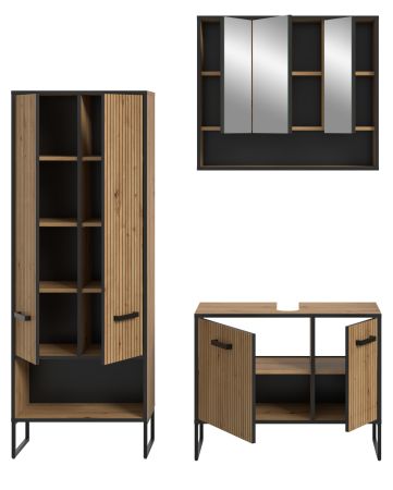 Badm�bel Set 3-teilig Scana in Artisan Eiche Badkombination 154 x 192 cm, Soft-Close