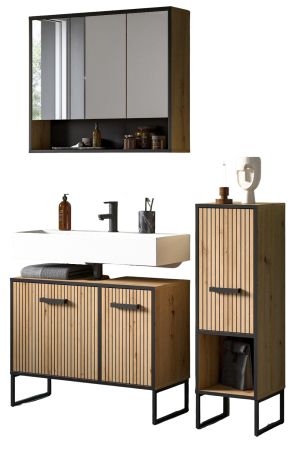 Badm�bel Set 3-teilig Scana in Artisan Eiche Badkombination 125 x 192 cm, Soft-Close