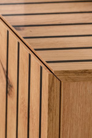 Wohnwand Madina Schwarz matt und Eiche,  Schrankwand h�ngend 180 cm mit Push-to-Open