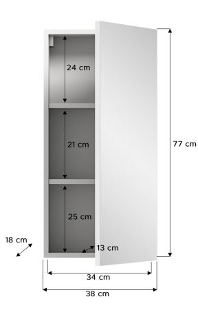 Badezimmer Spiegelschrank Talerno in Wei�, 1-t�rig 38 x 77 cm