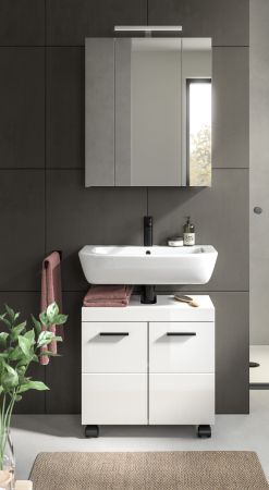 Badm�bel Set 2-teilig Talerno in Wei� Hochglanz Badkombination 60 x 191 cm