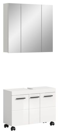 Badm�bel Set 2-teilig Talerno in wei� Hochglanz Badkombination 82 x 191 cm