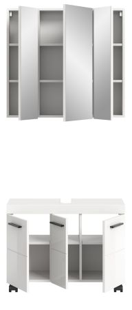 Badm�bel Set 2-teilig Talerno in wei� Hochglanz Badkombination 82 x 191 cm