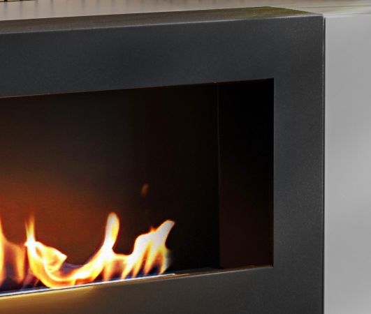 Wohnwand iLike in hellgrau, schwarz und Artisan Eiche TV Unterteil mit Bio Ethanol Kamin 200 cm inklusive LED