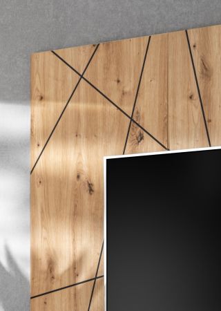 Wohnwand iLike in hellgrau, schwarz und Artisan Eiche TV Unterteil mit Bio Ethanol Kamin 200 cm inklusive LED