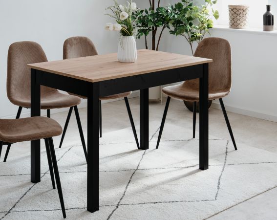 Esstisch Prag in Artisan Eiche und Schwarz 110 x 67 cm