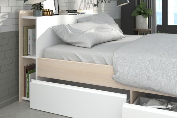 Parisot Kinder und Jugend Schlafzimmer Set Most Akazie und wei� mit Stauraumbett (160 x 200) und Kleiderschrank