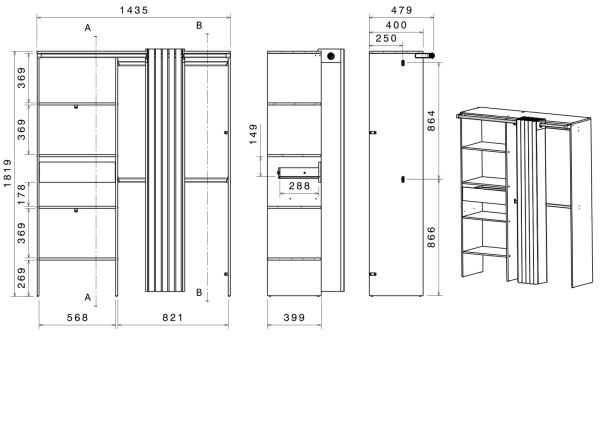 Parisot Kinder und Jugend Schlafzimmer Set Most Akazie und wei� mit Stauraumbett (160 x 200) und Kleiderschrank