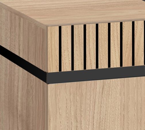 TV-Lowboard Lovely in Hickory Eiche und schwarz TV Unterteil mit Ethanol Kamin 150 cm