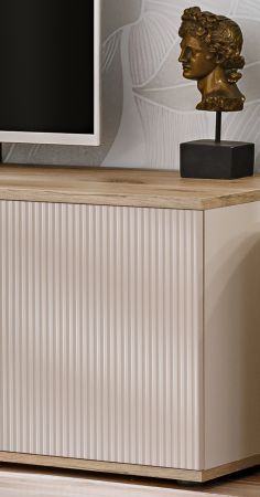 TV-Lowboard Cathlyn in Viking Eiche und Kaschmir, TV Unterschrank mit Push-To-Open 160 cm