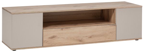 TV-Lowboard Cathlyn in Viking Eiche und Kaschmir, TV Unterschrank mit Push-To-Open 160 cm
