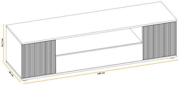 TV-Lowboard Cathlyn in Viking Eiche und Kaschmir, TV Unterschrank mit Push-To-Open 160 cm