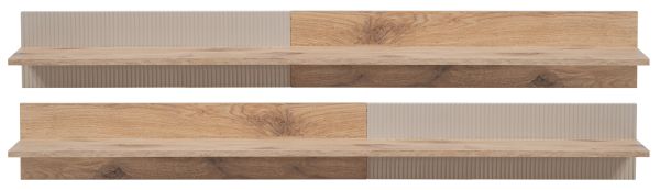 Wandboard Cathlyn in Viking Eiche und Kaschmir Wandregal mit gefr�sten Rillen 160 cm