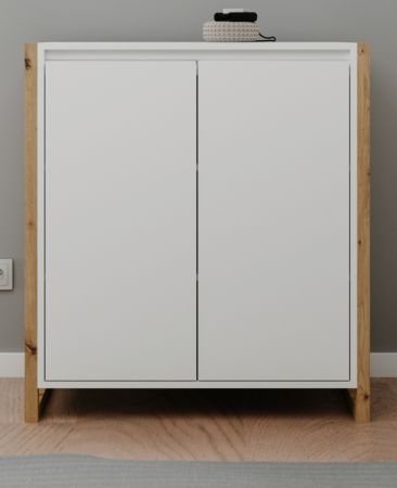 Kommode Malta in wei� und Artisan Eiche 80 x 88 cm