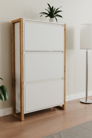 Schuhkipper Malta in Wei� mit Artisan Eiche 70 x 125 cm
