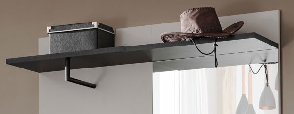 Garderobe Set Vektor in Kaschmir und schwarz, Kompaktgarderobe 4-teilig mit Streifenmuster 120 x 203 cm