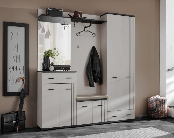 Garderobe Set Vektor in Kaschmir und schwarz Garderobenkombination 5-teilig mit Streifenmuster 180 x 203 cm