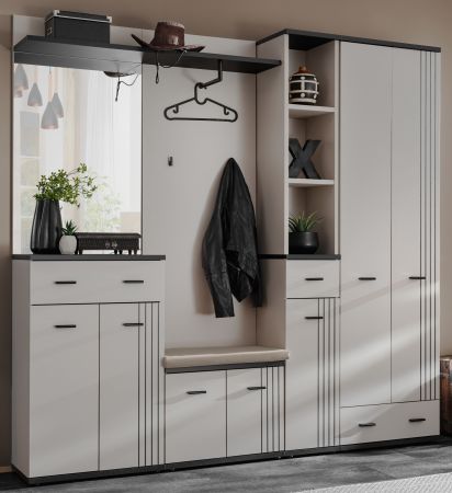 Garderobe Set Vektor in Kaschmir und schwarz Garderobenkombination 6-teilig mit Streifenmuster 210 x 203 cm