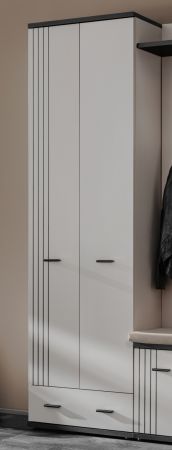 Garderobenschrank Vektor in Kaschmir und schwarz Flurschrank mit Streifenmuster 60 x 203 cm