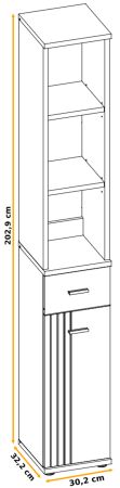 Flurkommode Vektor in Kaschmir und schwarz Flurschrank mit Regalelement 30 x 203 cm