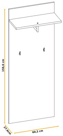 Garderobenpaneel Vektor in Kaschmir und schwarz Wandgarderobe 60 x 157 cm